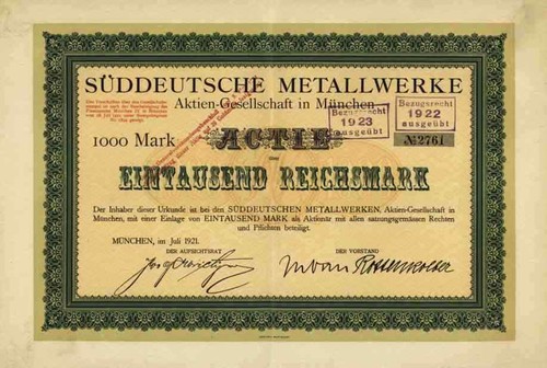 Süddeutsche metallwerke 1921 - süddeutsche,